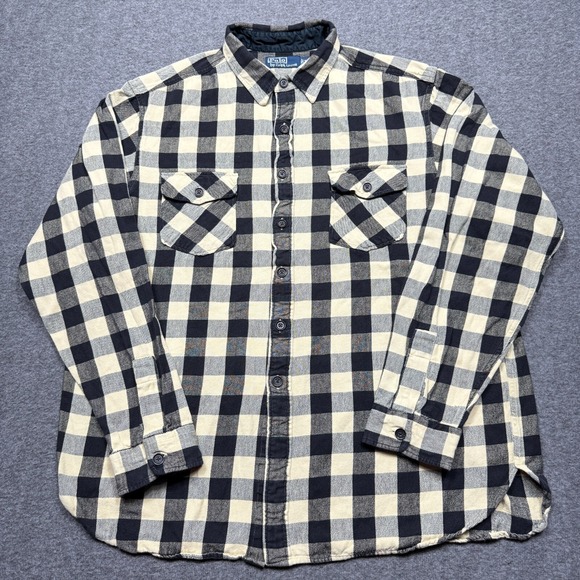 Polo‎ Ralph Lauren Shirt Mens XXL Yellow Blue Buffalo Plaid Check Flannel Button - Picture 1 of 11